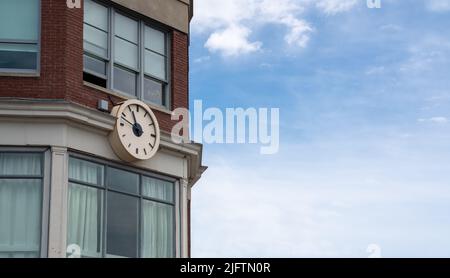 Salem, MA USA - June 12, 2022 - Clock on a building Stock Photo