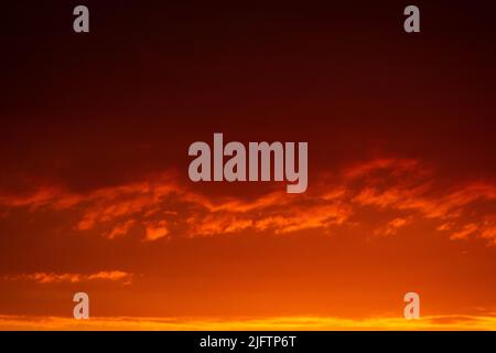 Fiery orange sunset sky. Beautiful sky. Stock Photo