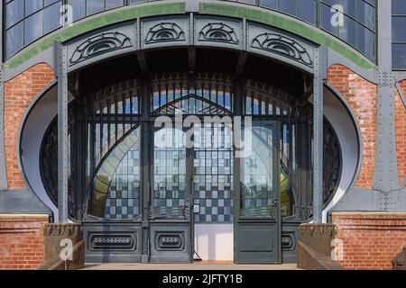 Editorial: DORTMUND, NORTH RHINE-WESTPHALIA, GERMANY, MAY 22, 2022 - The entrance to the engine house of the Zollern Colliery in Art Nouveau style Stock Photo