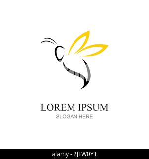nature Bee honey  logo vector icon illustration design  template Stock Vector