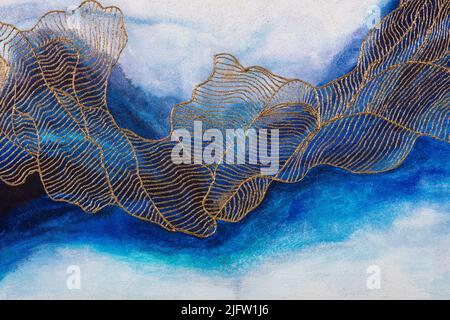 Creative painting background, picture in blue tones. Stock Photo