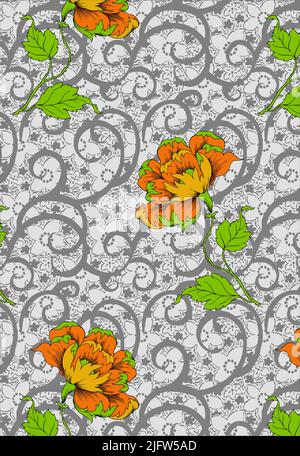flower pattern design art for digital print Stock Photo