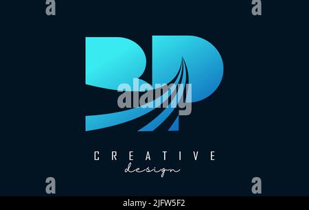 Creative blue letter BP b p logo with leading lines and road concept design. Letters with geometric design. Vector Illustration with letter and creati Stock Vector
