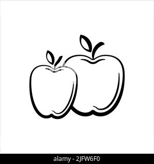 Apple Stub Icon, Apple Core Icon Vector Art Illustration Stock Vector