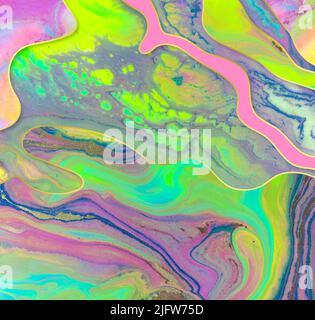 Gold waves layers abstract psychedelic background Stock Photo