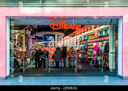 Disney store. Liverpool ONE is the largest open-air shopping centre in the UK. Liverpool, Merseyside, Lancashire, England, United Kingdom Stock Photo