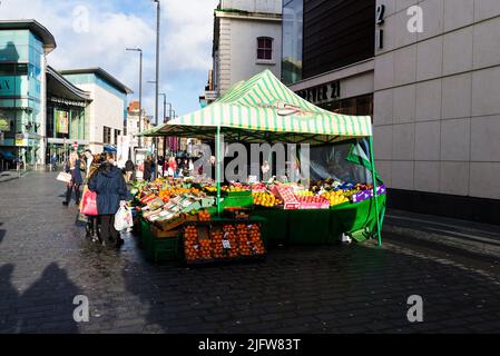 Fruit and Vegetable stall. Liverpool, Merseyside, Lancashire, England, United Kingdom Stock Photo
