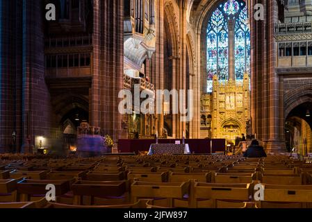 Liverpool Cathedral is the Cathedral of the Anglican Diocese of Liverpool, built on St James's Mount in Liverpool, and the seat of the Bishop of Liver Stock Photo