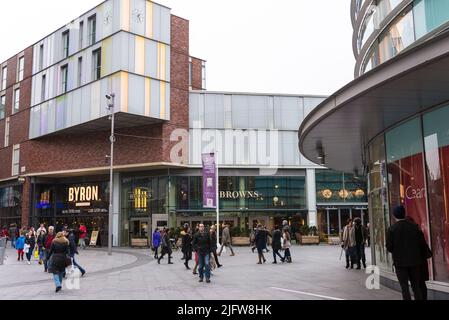 Liverpool ONE is the largest open-air shopping centre in the UK. Liverpool, Merseyside, Lancashire, England, United Kingdom Stock Photo