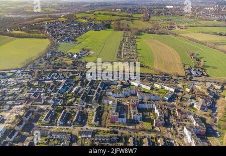 Aerial view, new building areas between Wattenscheid railway station and Wattenscheider Hellweg in the district Westenfeld in Bochum, Ruhr area, North Stock Photo
