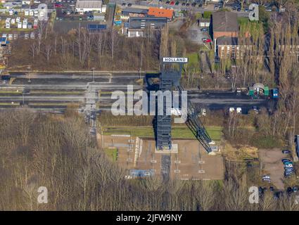 Aerial view, Holland Colliery and redeveloped tower area in Wattenscheid in Bochum, Ruhr area, North Rhine-Westphalia, Germany, mining, Bochum, DE, Eu Stock Photo