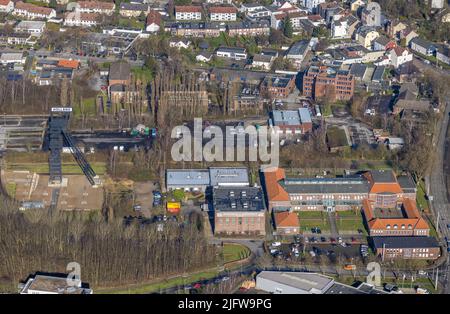 Aerial view, Holland Colliery and redeveloped tower area in Wattenscheid in Bochum, Ruhr area, North Rhine-Westphalia, Germany, mining, Bochum, DE, Eu Stock Photo