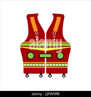 Life Vest Icon, Life Saving Jacket Vector Art Illustration Stock Vector
