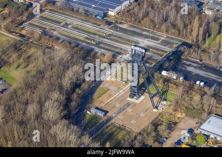 Aerial view, Holland Colliery and redeveloped tower area in Wattenscheid in Bochum, Ruhr area, North Rhine-Westphalia, Germany, mining, Bochum, DE, Eu Stock Photo