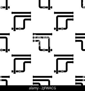 Pipe Icon Seamless Pattern, Pipe Fitting Icon, Water, Gas, Oil Pipeline, Plumbing Work Vector Art Illustration Stock Vector