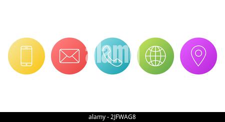 Contacts line icon set simple design Stock Vector