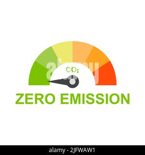 Zero emission co2 speedometer icon Stock Vector