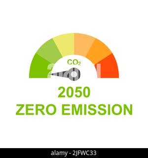 Zero emission co2 speedometer icon Stock Vector
