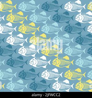 Seamless vector pattern with fish skeleton. Stock Vector