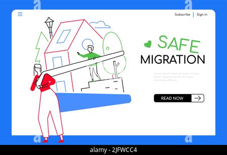Safe migration - modern flat design style web banner Stock Vector