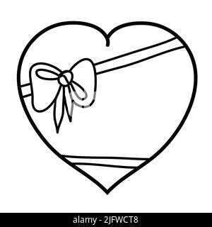 Heart tied with ribbon, valentine's day gift, icon symbol love romance heart shaped candy box Stock Vector