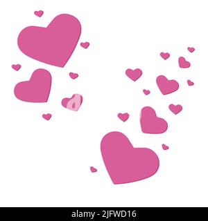 Heart scattering of pink cute hearts, decoration isolate design vector illustration Stock Vector