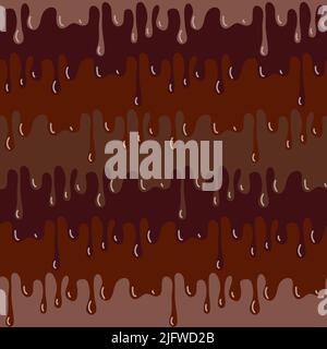 Chocolate smudge, soft liquid cocoa chocolate seamless pattern brown maroon background for design Stock Vector