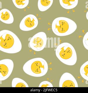 Cute cartoon egg seamless pattern. Textile print, wrapping paper design. Stock Vector