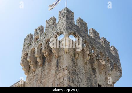 Turret of 15th Century Kamerlengo Castle (Kastel Kamerlengo), Old Town, Trogir, Split-Dalmatia County, Croatia Stock Photo