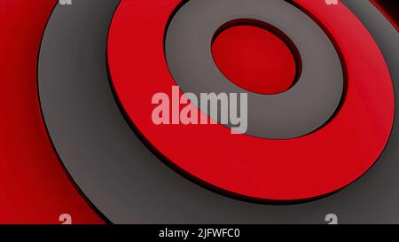 Red and blue with gray background. Design. Bright twisted loops in abstraction stick out in 3d format forward and then back. High quality 4k footage Stock Photo