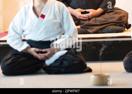 People Practicing Zen Meditation Called Zazen Stock Photo - Alamy
