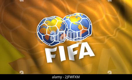 3d FIFA flag background. Motion. Flag for opening of FIFA football ...