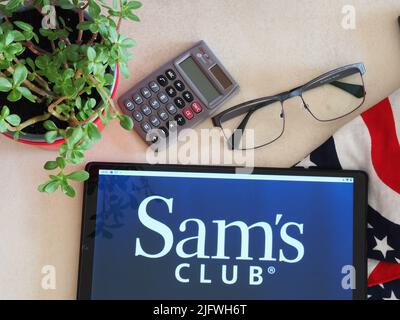 In this photo illustration Sam’s Club logo seen displayed on a tablet Stock Photo