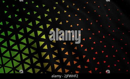 Black background.Motion.Bright green and red triangles of different sizes that are created in animation and oscillate on a black canvas. High quality Stock Photo