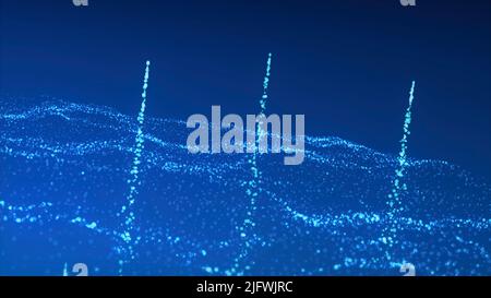 Blue background.Motion.Bright white stars that shimmer and shine fly on delicate-colored footages in animation. High quality 4k footage Stock Photo