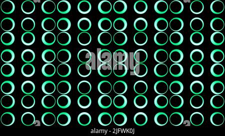 Abstract screen of round shaped bulbs blinking slowly. Design. Symmetrical rows of shining round shaped lights Stock Photo