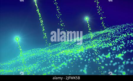 Blue background.Motion.Bright white stars that shimmer and shine fly on delicate-colored footages in animation. High quality 4k footage Stock Photo