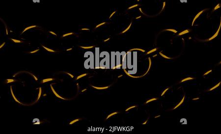 Black background.Design.A green and gold chain consisting of circles in abstraction moves a little bit on a dark background. High quality 4k footage Stock Photo