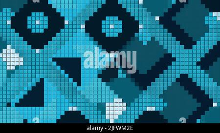 Abstract colorful mosaic pattern with rhythmically moving figures. Motion. Pixelated background with tiles creating forms and shapes Stock Photo