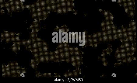 Black background.Design. The dark blots appearing in the animation made in pixels spread out over the background and appear in different places. High Stock Photo