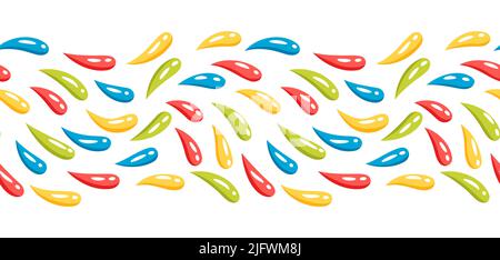 Seamless pattern with curly colored droplets. Glossy texture of paint or water. Swirly abstract flow. Stock Vector