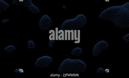 Dark background.Design. Small, slightly colored blue and green pieces appear in the abstraction and disappear back. High quality 4k footage Stock Photo