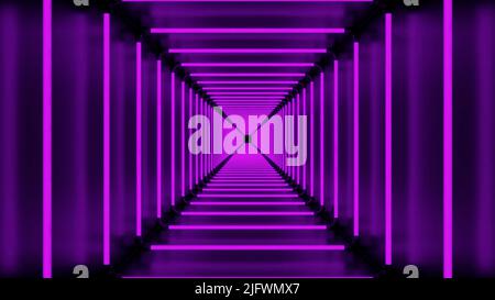 Purple squares creating a tunnel.Design.Corridor that is highlighted with various different purple shades in 3d. High quality 4k footage Stock Photo