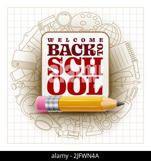 Vector design welcome back to school typography Stock Vector