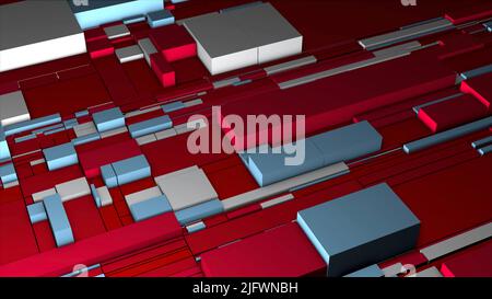 Industrial background with the visualization of containers stack. Motion. Small and big rectangular containers Stock Photo