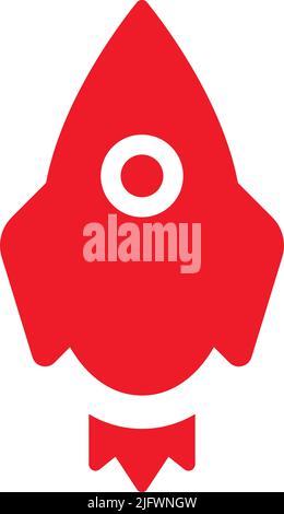 Red rocket icon vector, on white background Stock Vector