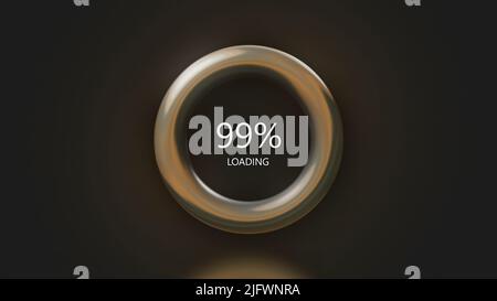 Color ring with percentages of file downloads. Motion. Bright 3d loading ring with inscription and percentages. Boot process is displayed in ring and Stock Photo