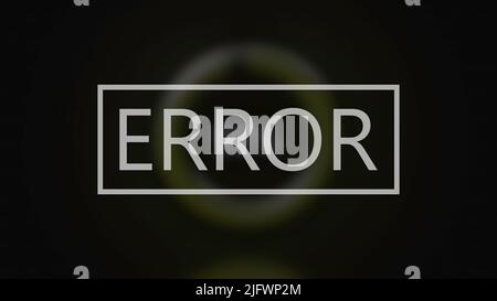 Loading with error on black background. Motion. Loading ring with inscription error. Glowing ring with percentages of loading or charging gives error. Stock Photo