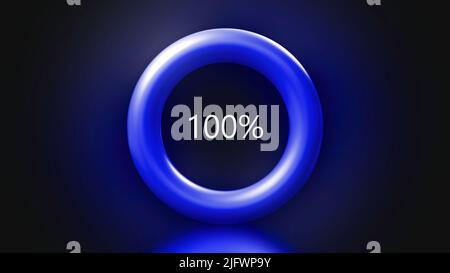Black background.Motion. A bright running load in abstraction that descends from one hundred percent to zero and rises back . High quality 4k footage Stock Photo