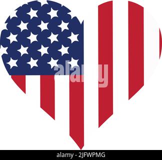 USA flag heart isolated on white background vector , American flag Stock Vector
